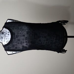 She + Sky Black Lightweight Stretchy Tank Top Adjustable Cinche Sides Women's Lg